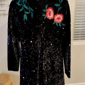 Black Red Rose Sequins Dress size 10